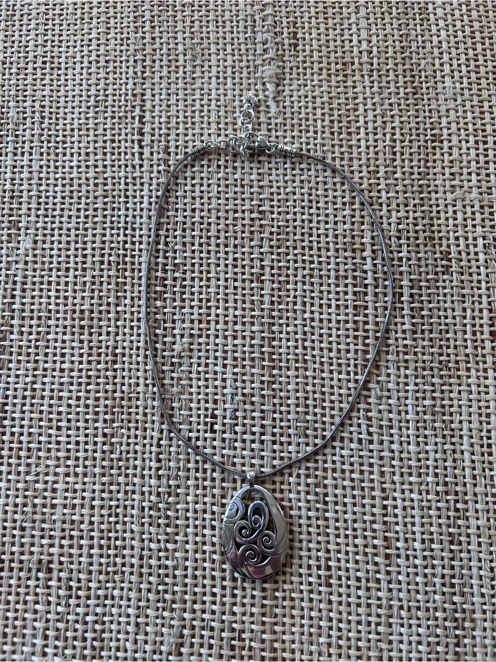 Brighton Mingle Silver Tone Oval Pendant Necklace